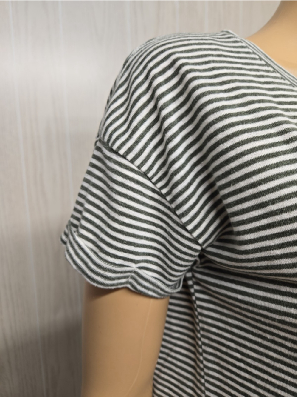 Prana XS Green White Stripe Hemp Tee Rolled Cuff Outdoor Sustainable Top - Picture 5 of 6